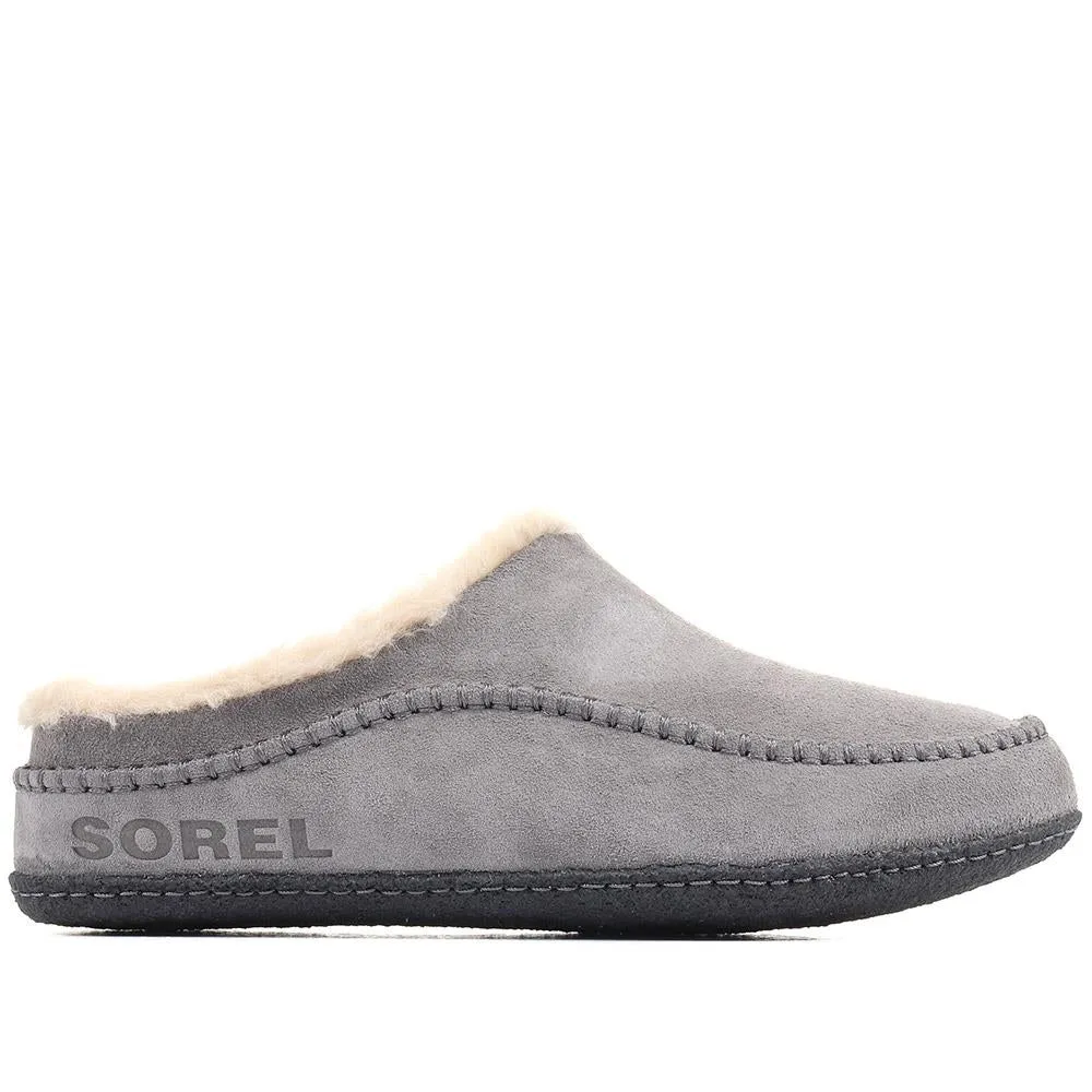 Lanner Ridge Suede Slippers - COLUM36503 / 323 188 - Quarry-Black sold by Jones Bootmaker