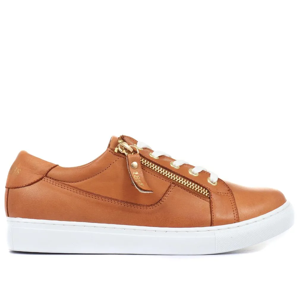 Padova Leather Lace-Up Trainers - PADOVA / 320 235 - Tan sold by Jones Bootmaker
