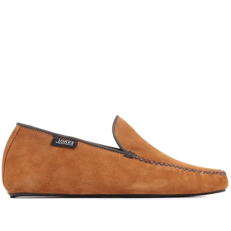 Yarm Leather Moccasin Slippers - YARM / 323 047 - Tan Suede sold by Jones Bootmaker