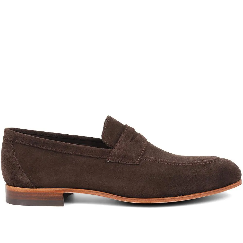 Cristo Leather Penny Loafers - CRISTO / 321 995 - Brown Suede sold by Jones Bootmaker