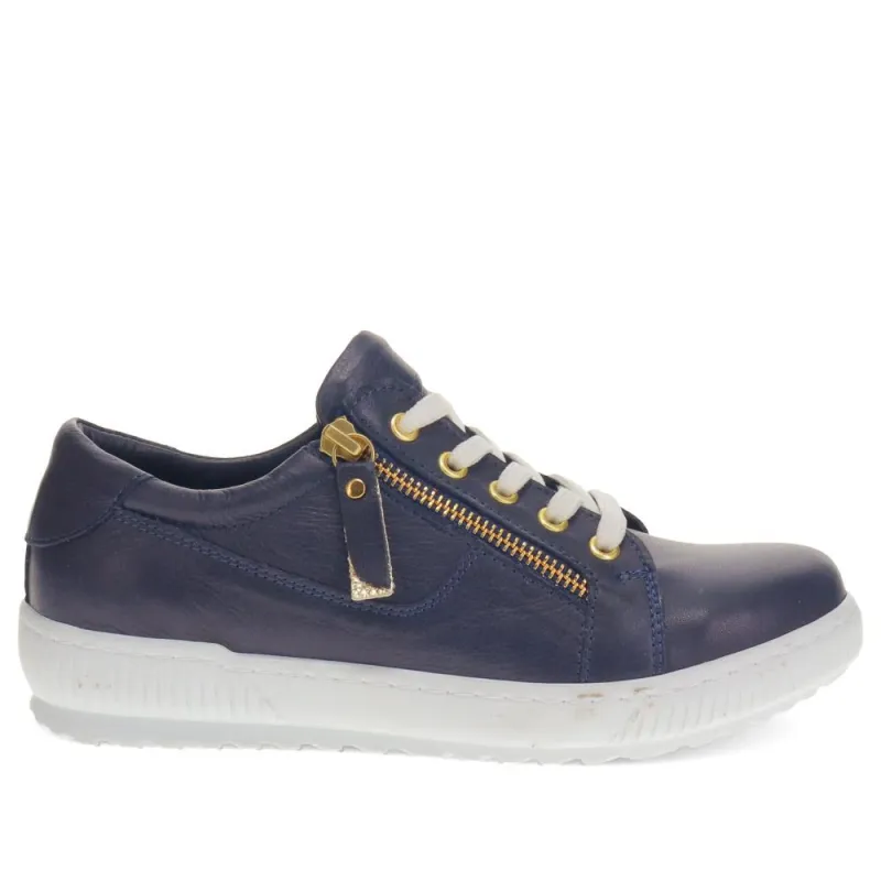 Padova Leather Lace-Up Trainers - PADOVA / 320 235 - Navy sold by Jones Bootmaker