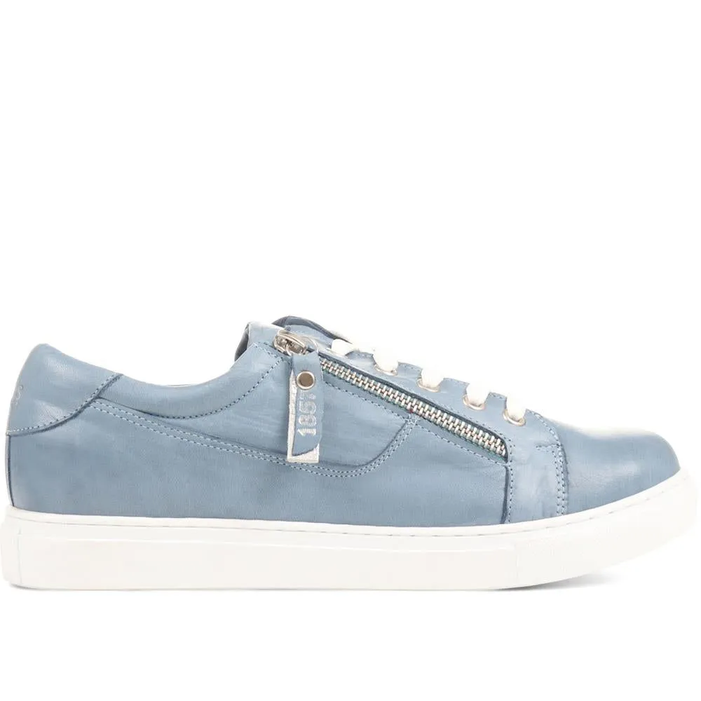 Padova Leather Lace-Up Trainers - PADOVA / 320 235 - Ink Blue sold by Jones Bootmaker