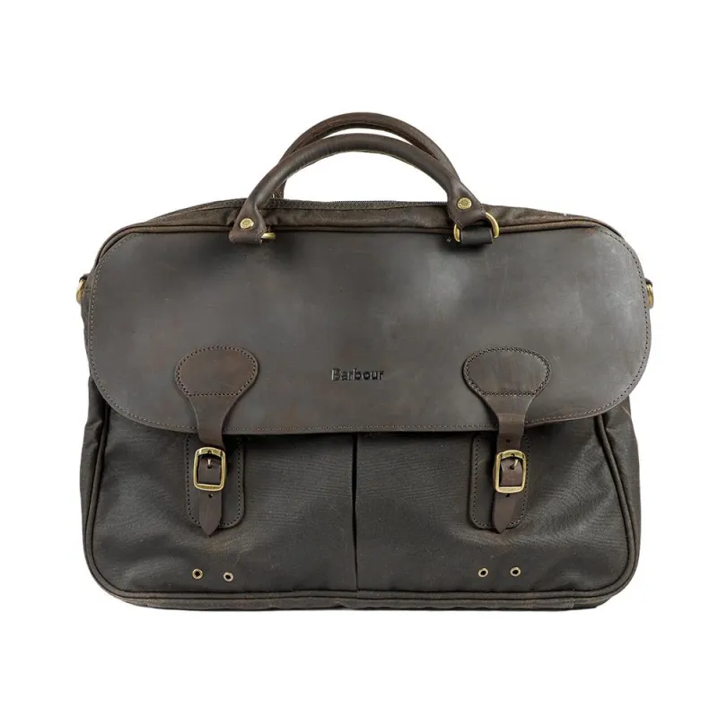 Barbour Waxed Leather Briefcase - BARBR42030 / 328 579 - Olive made by Barbour