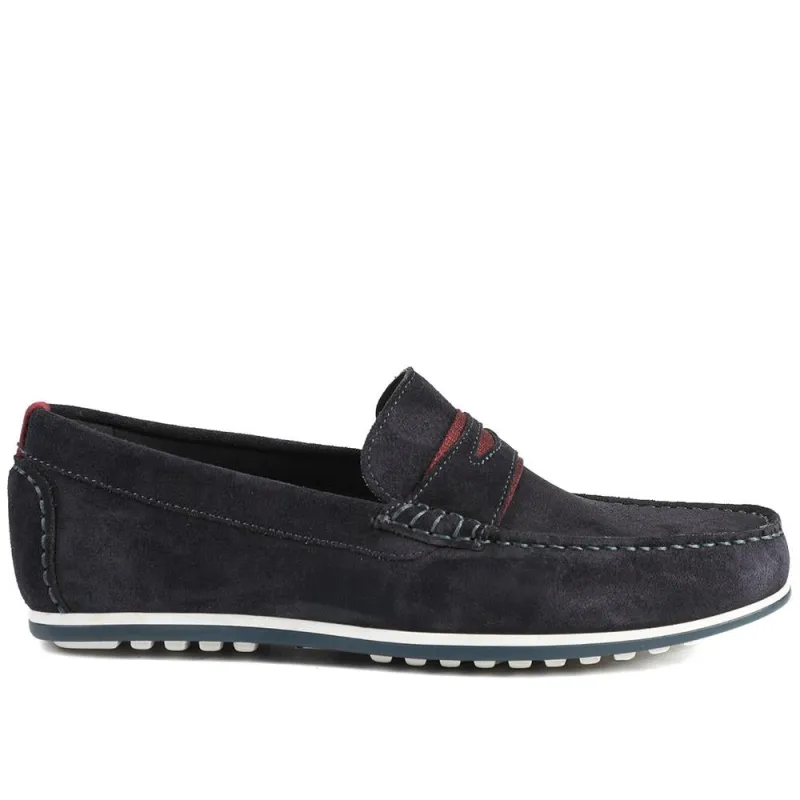 Bonetti3 All-Leather Loafers - BONETTI3 / 328 713 - Navy Suede sold by Jones Bootmaker