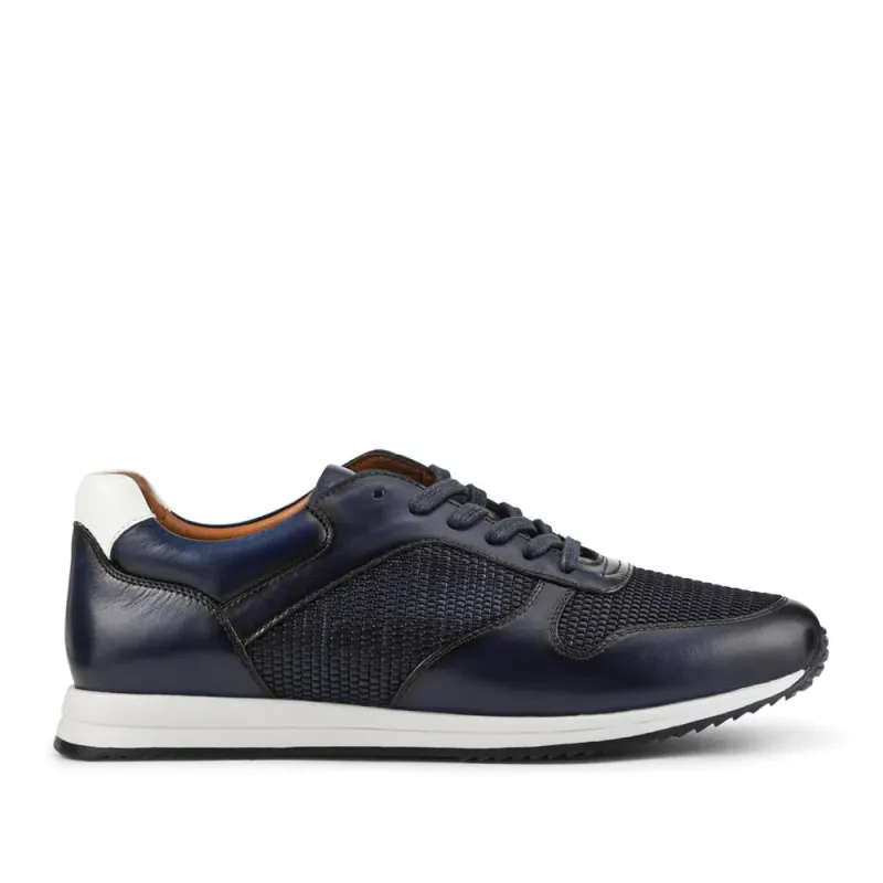 St Louis Casual Leather Lace Up Trainers - STLOUIS / 328 814 - Navy made by Jones Bootmaker