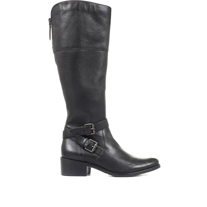 Phoebe Leather Knee High Boots - PHOEBE / 26334277 - Black made by Jones Bootmaker