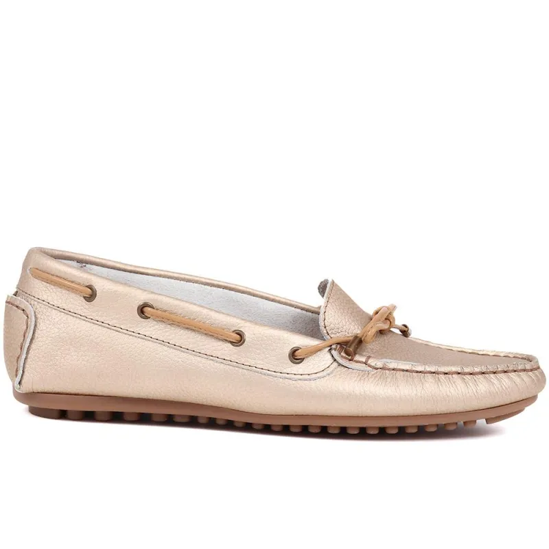 Perri Leather Loafers - PERRI / 325 191 - Soft Gold made by Jones Bootmaker