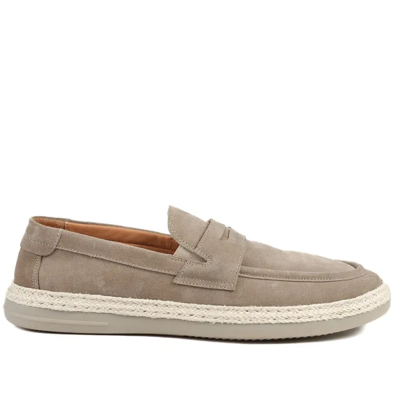 Redhill Leather Casual Slip On Shoes - REDHILL / 328 785 - Taupe Suede made by Jones Bootmaker