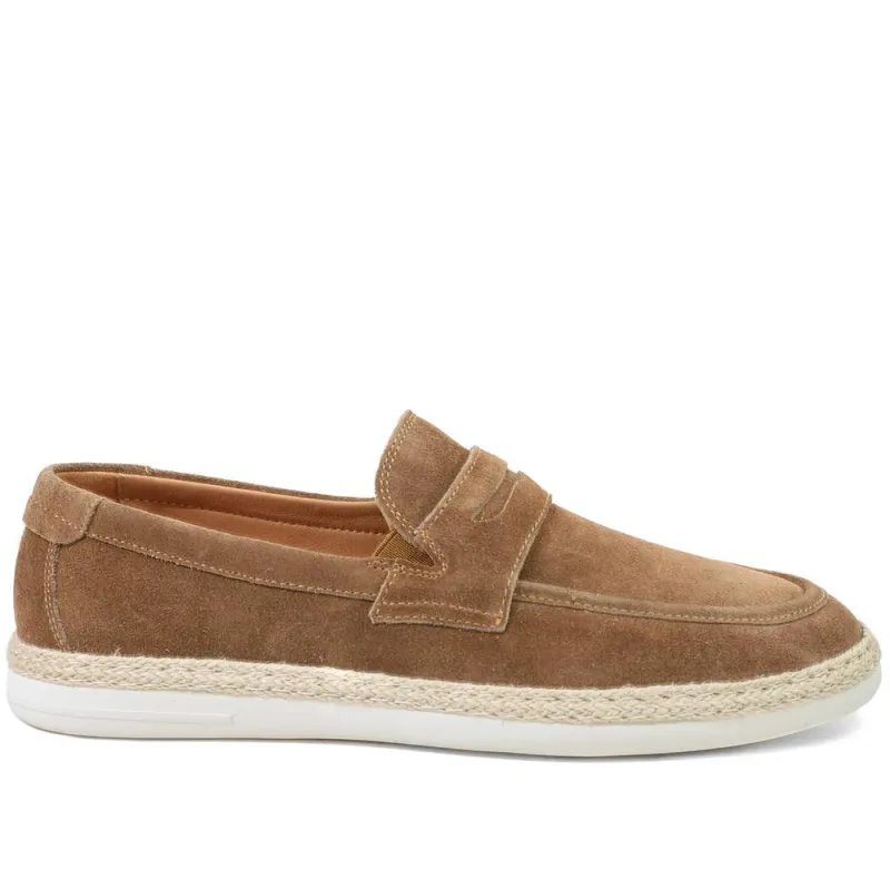 Redhill Leather Casual Slip On Shoes - REDHILL / 328 785 - Tan Suede sold by Jones Bootmaker