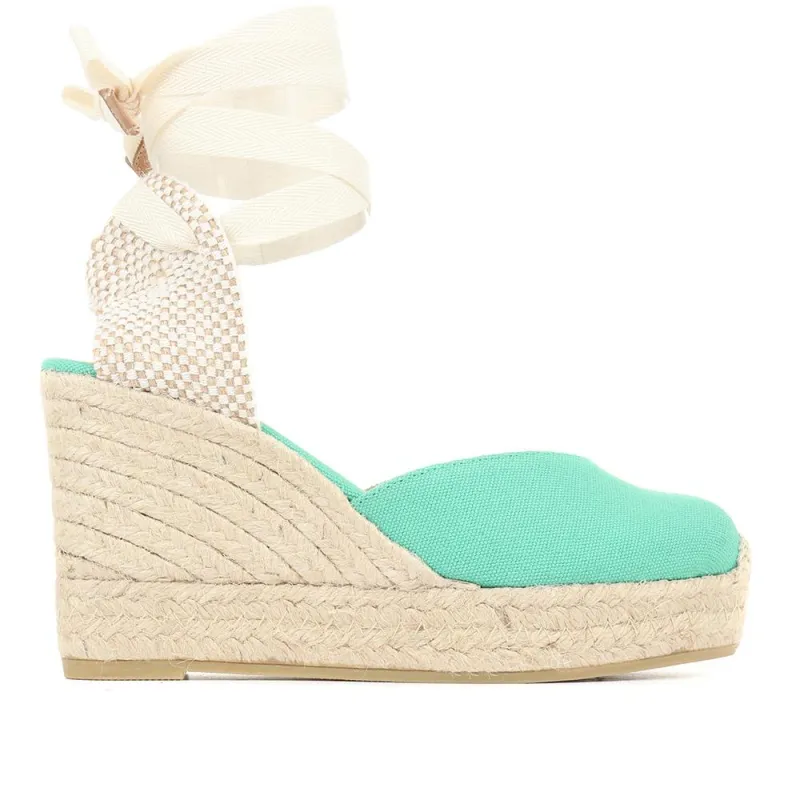Alyssa Wedge Espadrille Sandals - ALYSSA / 320 328 - Green made by Jones Bootmaker