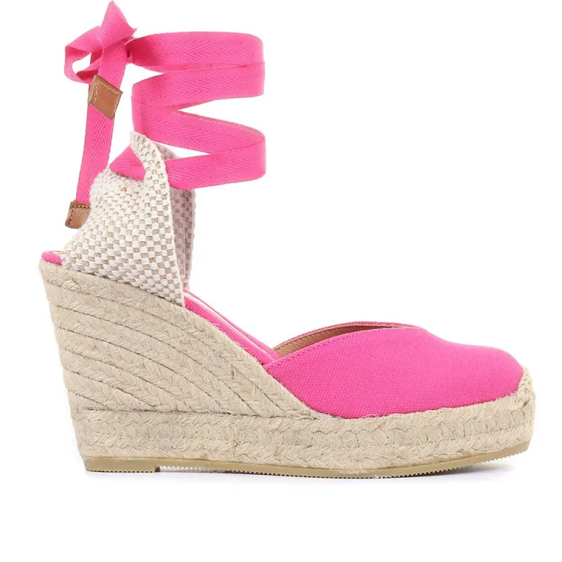 Alyssa Wedge Espadrille Sandals - ALYSSA / 320 328 - Pink made by Jones Bootmaker