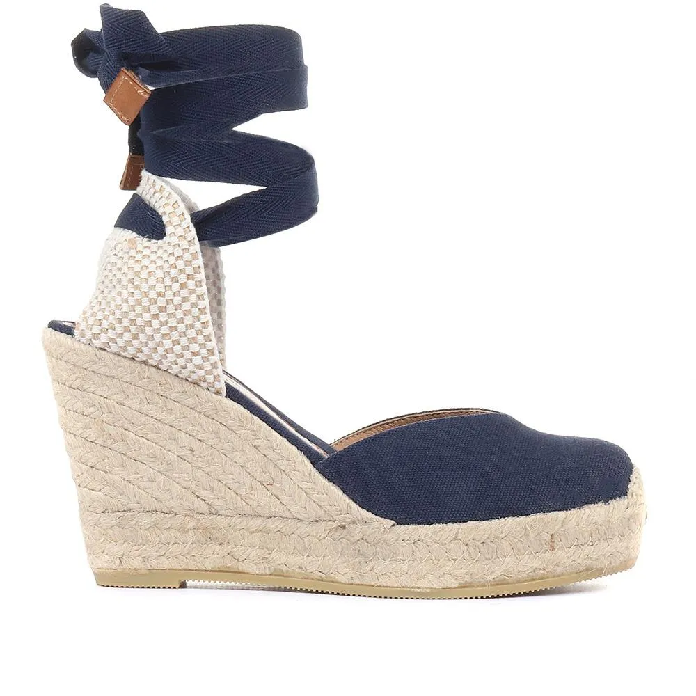 Alyssa Wedge Espadrille Sandals - ALYSSA / 320 328 - Navy sold by Jones Bootmaker