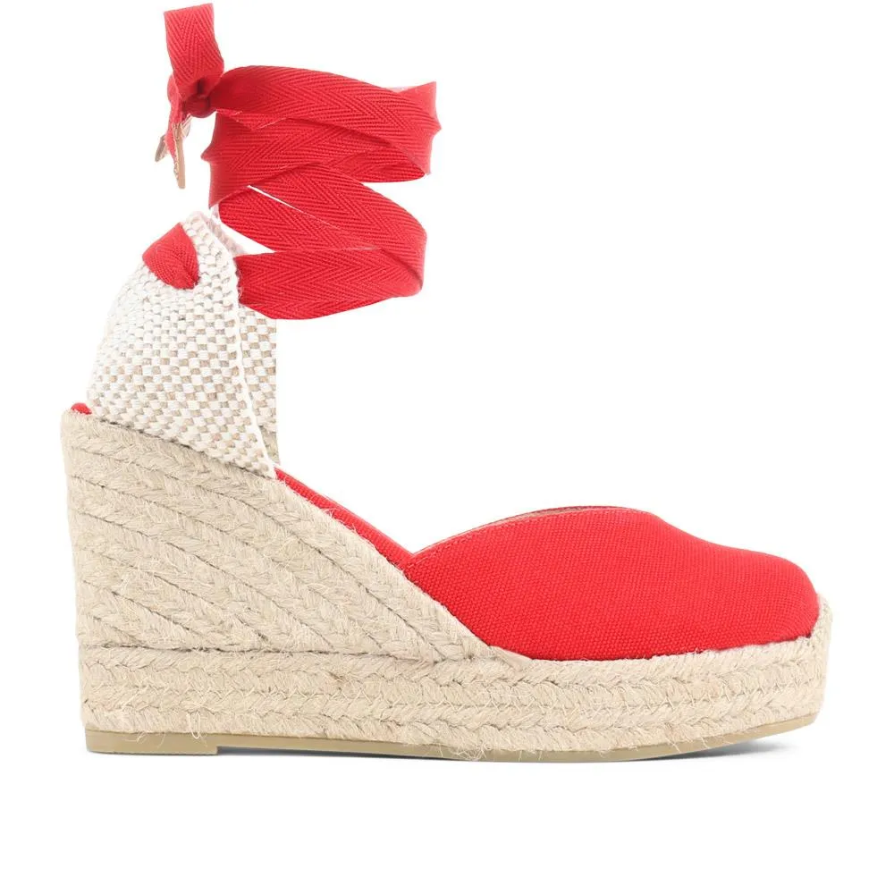 Alyssa Wedge Espadrille Sandals - ALYSSA / 320 328 - Red sold by Jones Bootmaker