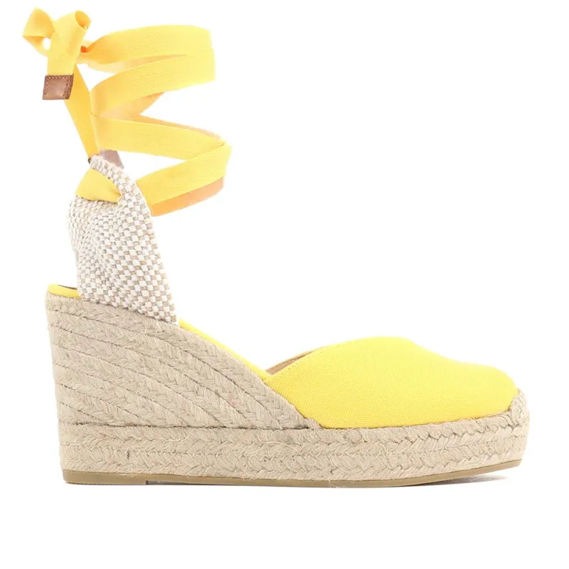 Alyssa Wedge Espadrille Sandals - ALYSSA / 320 328 - Yellow made by Jones Bootmaker