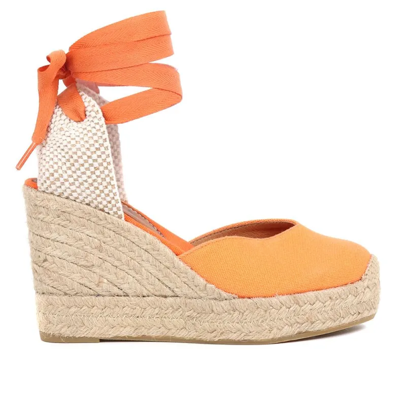 Alyssa Wedge Espadrille Sandals - ALYSSA / 320 328 - Orange made by Jones Bootmaker