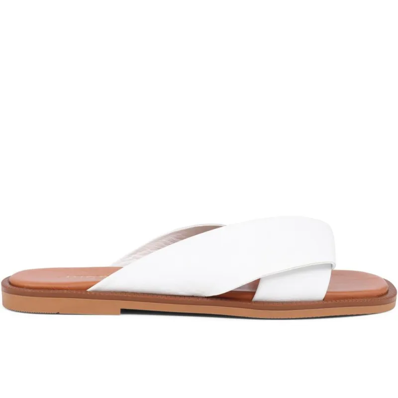 Hazelle Flat Mule Sandals - HAZELLE / 325 227 - White made by Jones Bootmaker