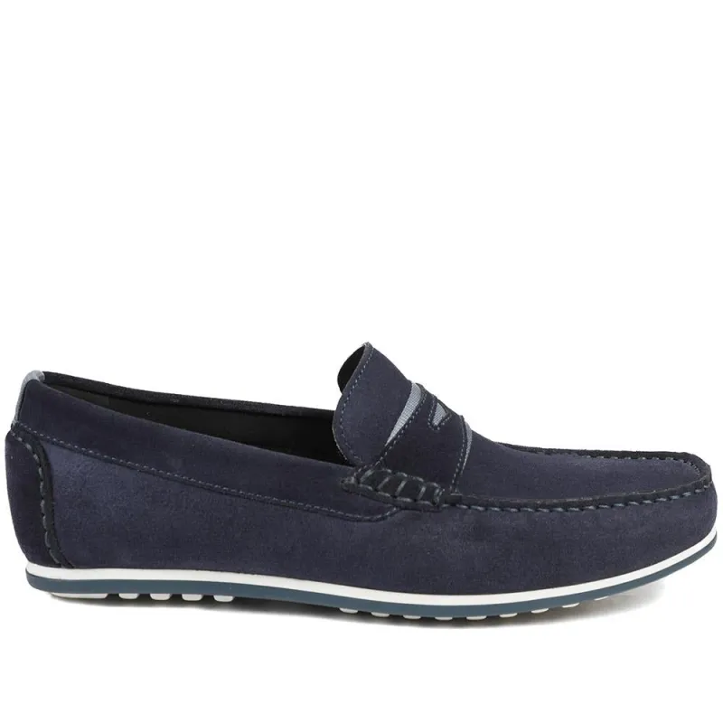 Bonetti3 All-Leather Loafers - BONETTI3 / 328 713 - Blue Suede made by Jones Bootmaker