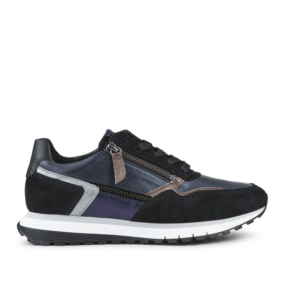 Hollywell Gabor Leather Zip & Lace Trainers - GAB42502 / 327 741 - Navy Multi sold by Jones Bootmaker
