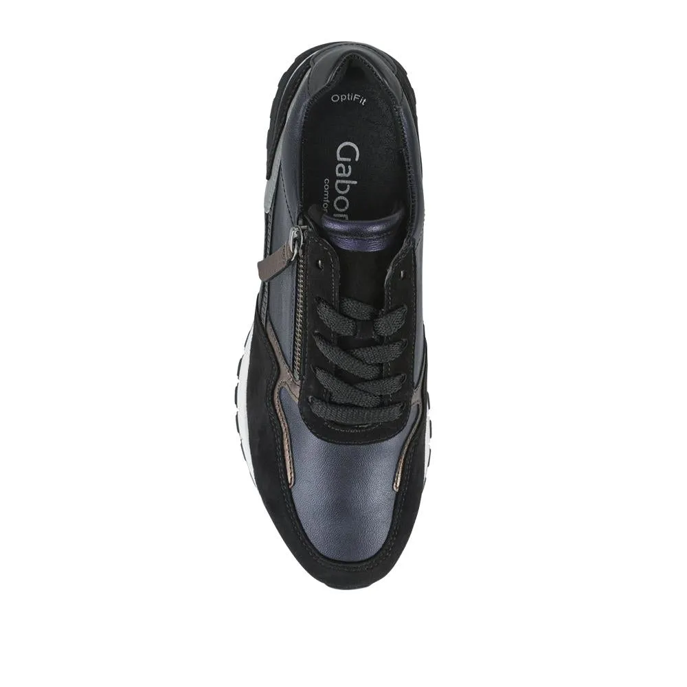 Hollywell Gabor Leather Zip & Lace Trainers - GAB42502 / 327 741 - Navy Multi sold by Jones Bootmaker product image thumbnail 5