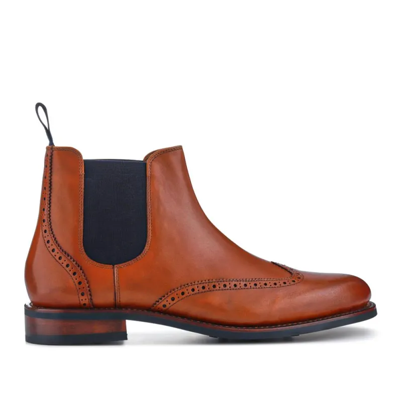 Barrett Goodyear Welted Leather Wingtip Boots - BARRETT / 327 962 - British Tan made by Jones Bootmaker