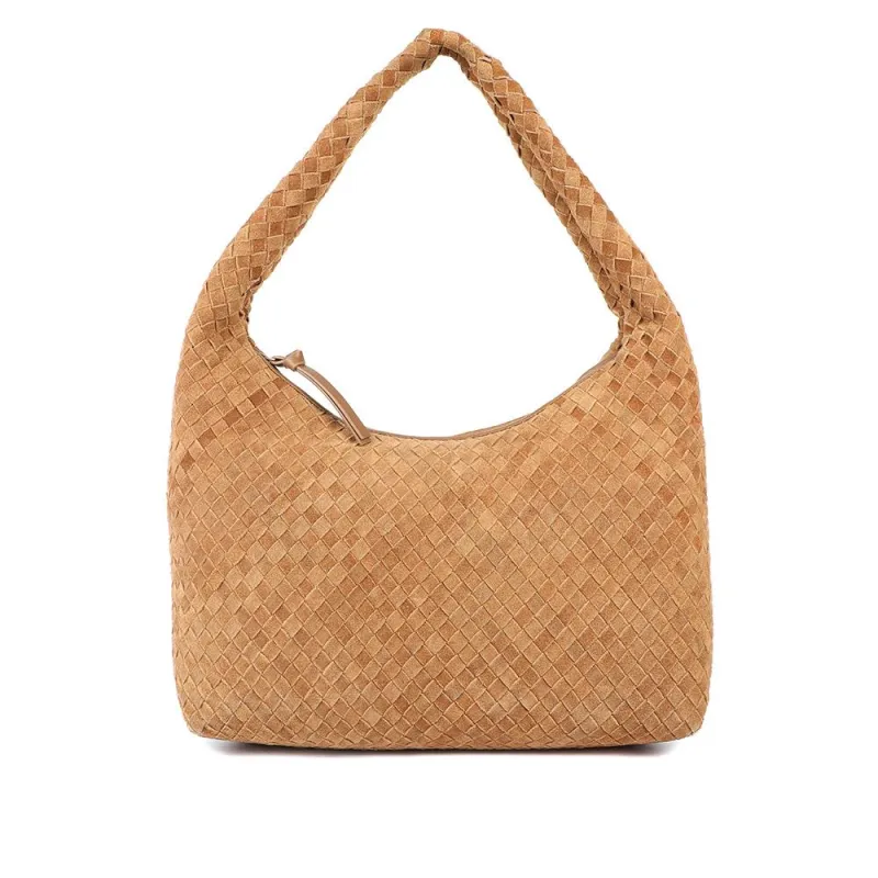 Waverely Leather Shoulder Bag - WAVERELY / 329 242 - Tan Suede made by Jones Bootmaker