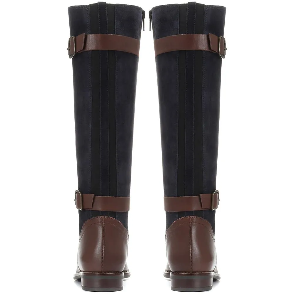Leather Knee High Boot - CARM30512 / 316 573 - Navy-Brown sold by Jones Bootmaker product image thumbnail 3
