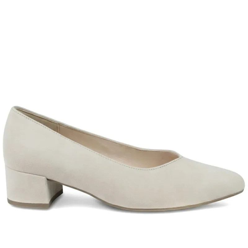Dixie Gabor Block Heeled Leather Court Shoes - GAB41512 / 327 007 - Taupe made by Jones Bootmaker