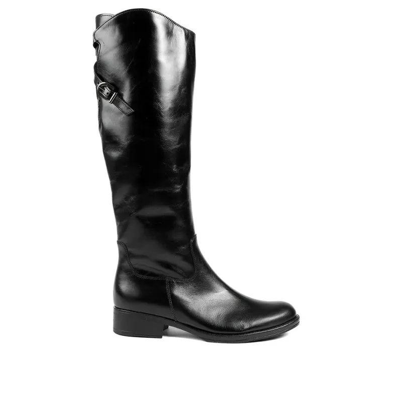 Leather Knee High Boots - GAB34505 / 320 514 - Black Leather made by Jones Bootmaker
