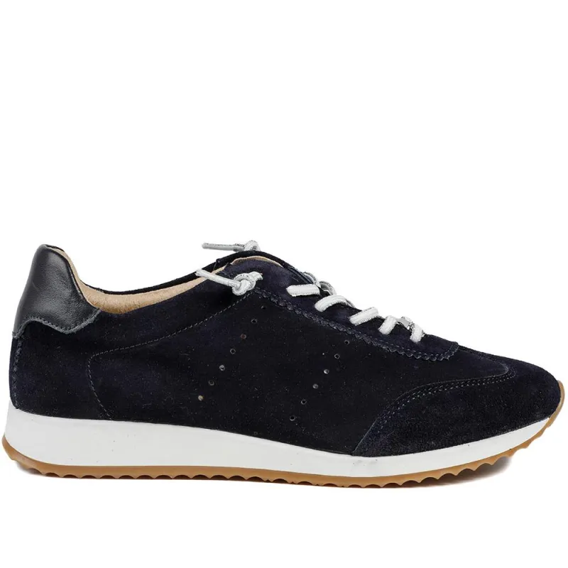 Alenya Suede Leather Lace Up Trainers - ALENYA / 328 895 - Navy Suede made by Jones Bootmaker
