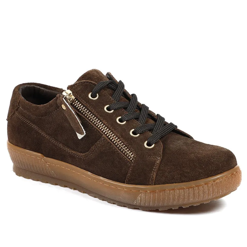 Padova Wide-Fit Leather Trainers - PADOVAWIDE / 326 787 - Chocolate Suede sold by Jones Bootmaker product image thumbnail 2