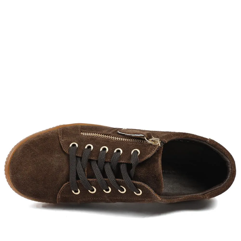 Padova Wide-Fit Leather Trainers - PADOVAWIDE / 326 787 - Chocolate Suede sold by Jones Bootmaker product image thumbnail 4