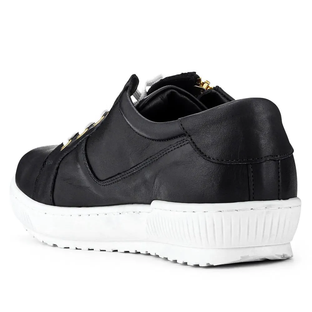 Padova Wide-Fit Leather Trainers - PADOVAWIDE / 326 787 - Black sold by Jones Bootmaker product image thumbnail 3