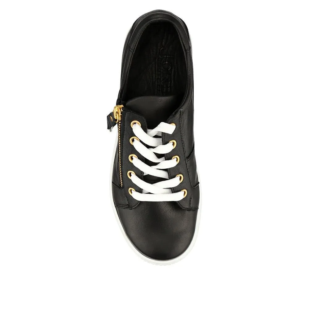 Padova Wide-Fit Leather Trainers - PADOVAWIDE / 326 787 - Black sold by Jones Bootmaker product image thumbnail 4
