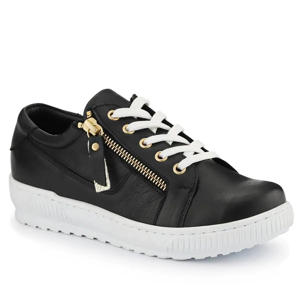 Padova Wide-Fit Leather Trainers - PADOVAWIDE / 326 787 - Black sold by Jones Bootmaker product image thumbnail 2