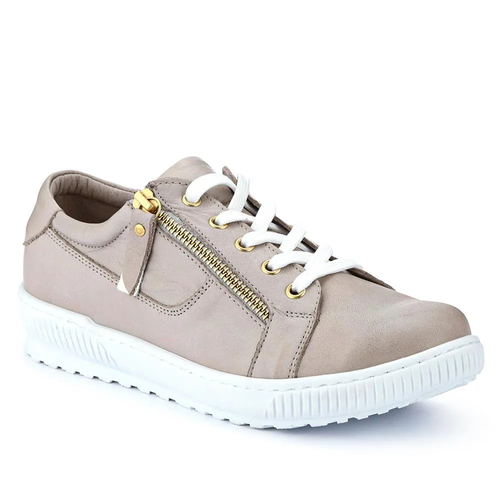 Padova Wide-Fit Leather Trainers - PADOVAWIDE / 326 787 - Stone sold by Jones Bootmaker product image thumbnail 2