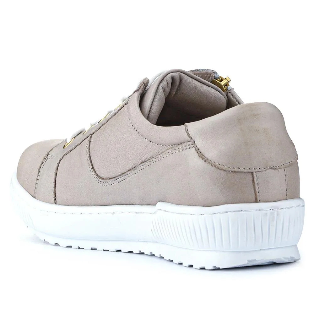 Padova Wide-Fit Leather Trainers - PADOVAWIDE / 326 787 - Stone sold by Jones Bootmaker product image thumbnail 3