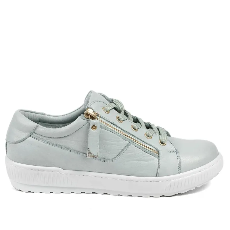 Padova Wide-Fit Leather Trainers - PADOVAWIDE / 326 787 - Mint made by Jones Bootmaker