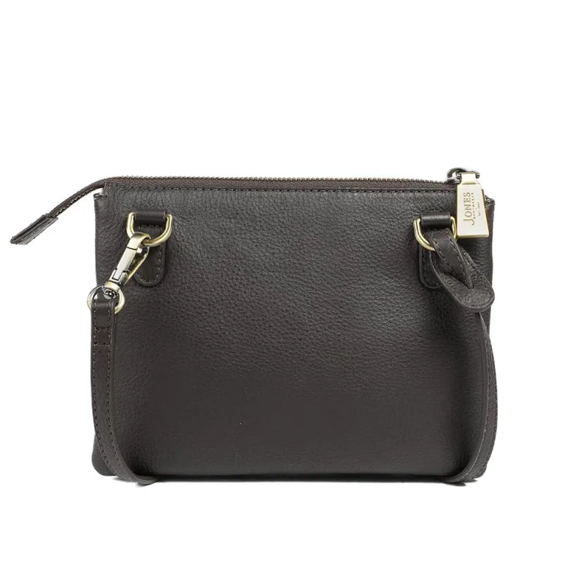 Warsaw Leather Zip Up Shoulder Bag - WARSAW / 329 200 - Chocolate made by Jones Bootmaker