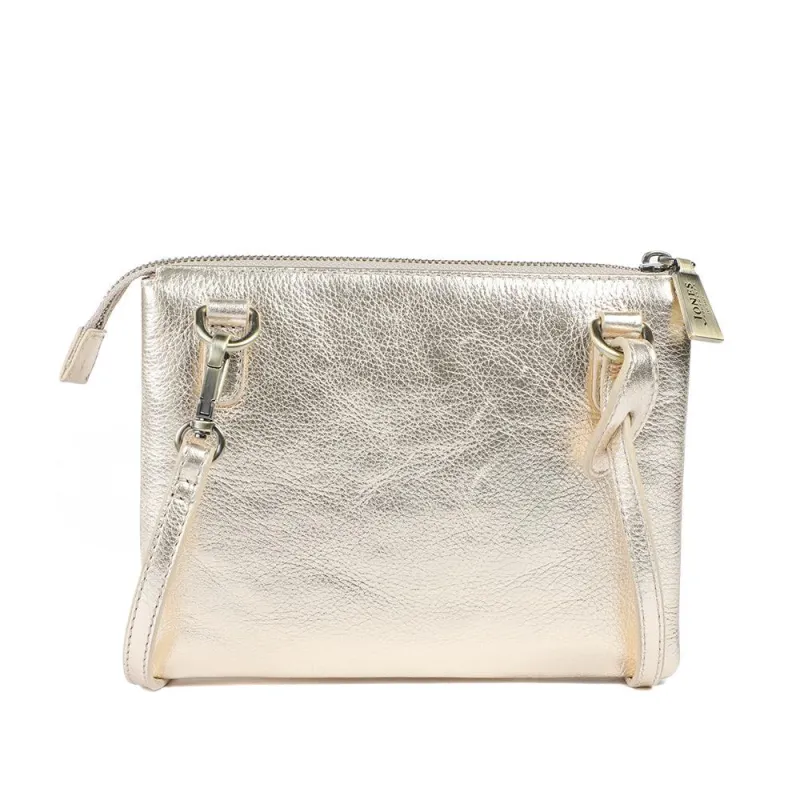 Warsaw Leather Zip Up Shoulder Bag - WARSAW / 329 200 - Gold made by Jones Bootmaker