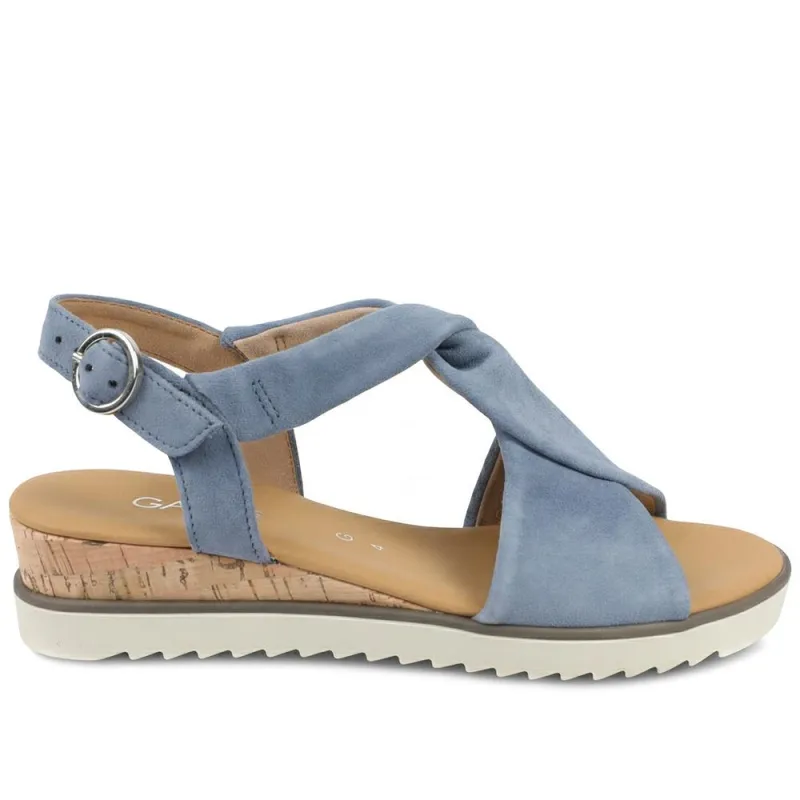 Rich Wide Fit Leather Twist-Front Sandals - GAB31514 / 317 898 - Pale Blue made by Jones Bootmaker