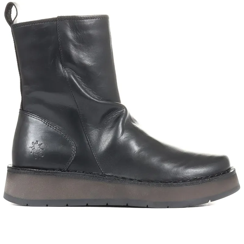 Reno Chunky Ankle Boots - FLYLO34503 / 320 429 - Black Leather made by Fly London