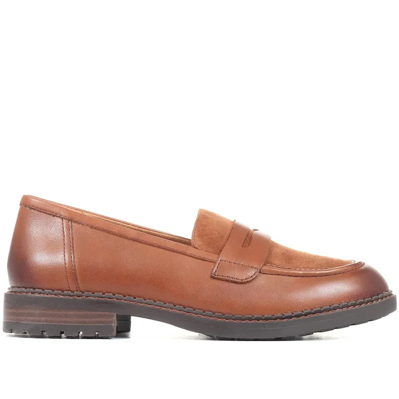 Chunky Leather Penny Loafers - CAPRI34505 / 321 813 - Cognac made by Jones Bootmaker