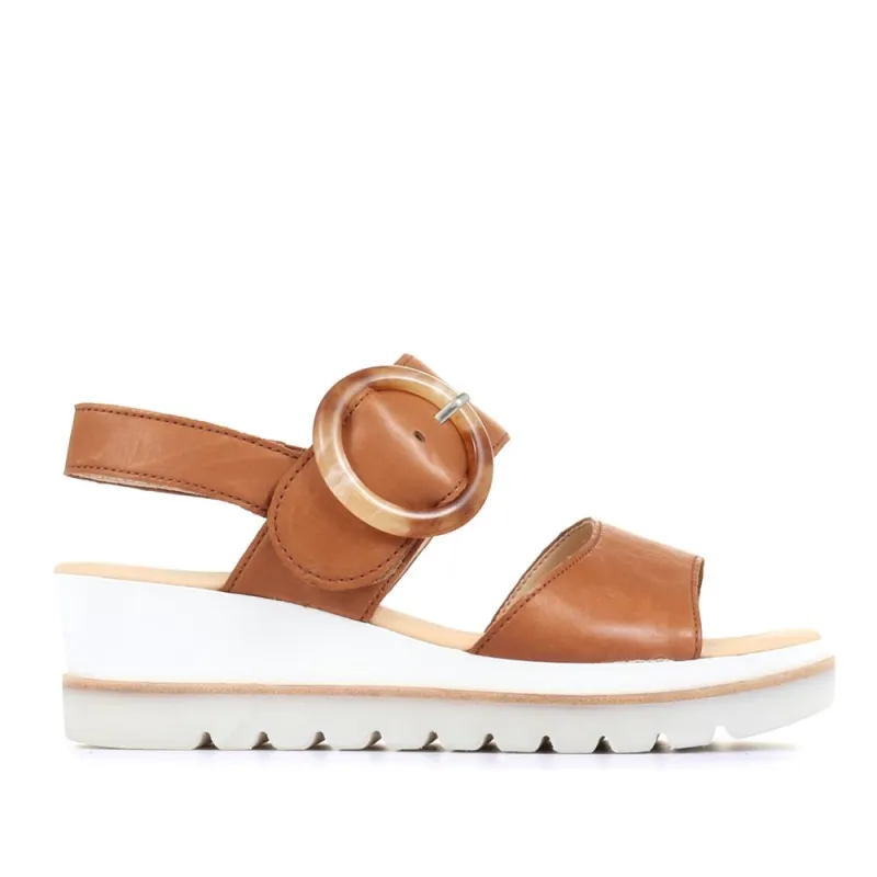 Yeo Wedge Sandals with Buckle - GAB31512 / 317 897 - Tan made by Jones Bootmaker