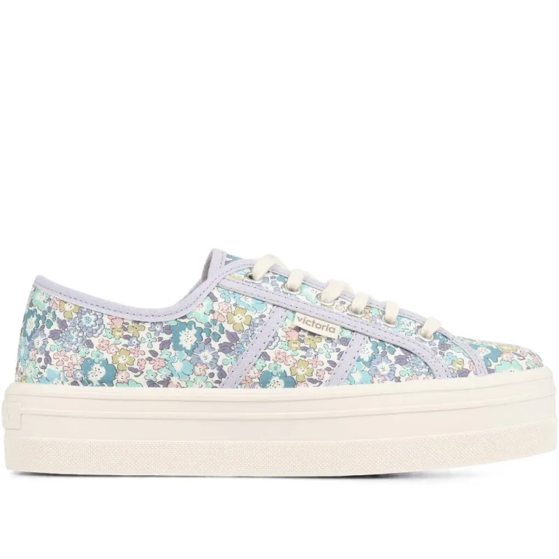 Barcelona Liberty Print Platform Trainers - FASHE35503 / 321 484 - Lilac made by Jones Bootmaker