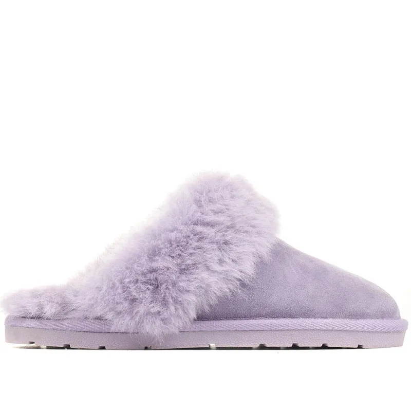 Bella-Rose Sheepskin Mule Slippers - BELLA-ROSE / 319 378 - Lilac made by Jones Bootmaker