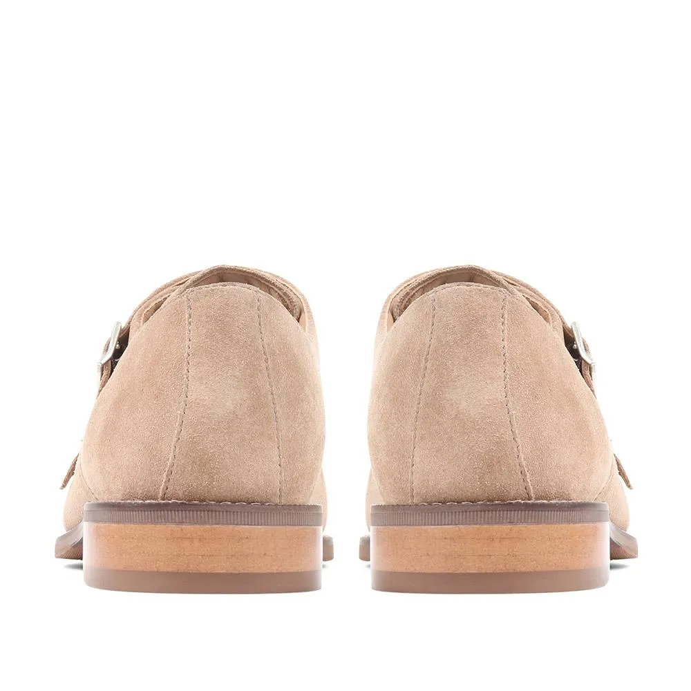 Nathaniel Leather Double Monk Shoes - NATHANIEL / 320 484 - Sand Suede sold by Jones Bootmaker product image thumbnail 3