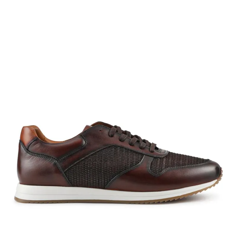 St Louis Casual Leather Lace Up Trainers - STLOUIS / 328 814 - Brown made by Jones Bootmaker