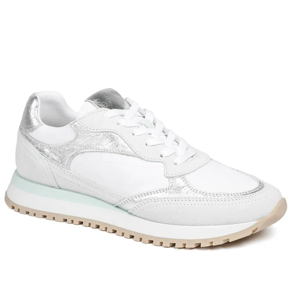 Asha Leather Wedge Trainers - ASHA / 329 137 - White Metallic sold by Jones Bootmaker product image thumbnail 2