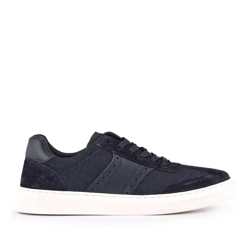 Stephan Lace-Up Leather Trainers - STEPHAN / 328 076 - Navy Suede made by Jones Bootmaker