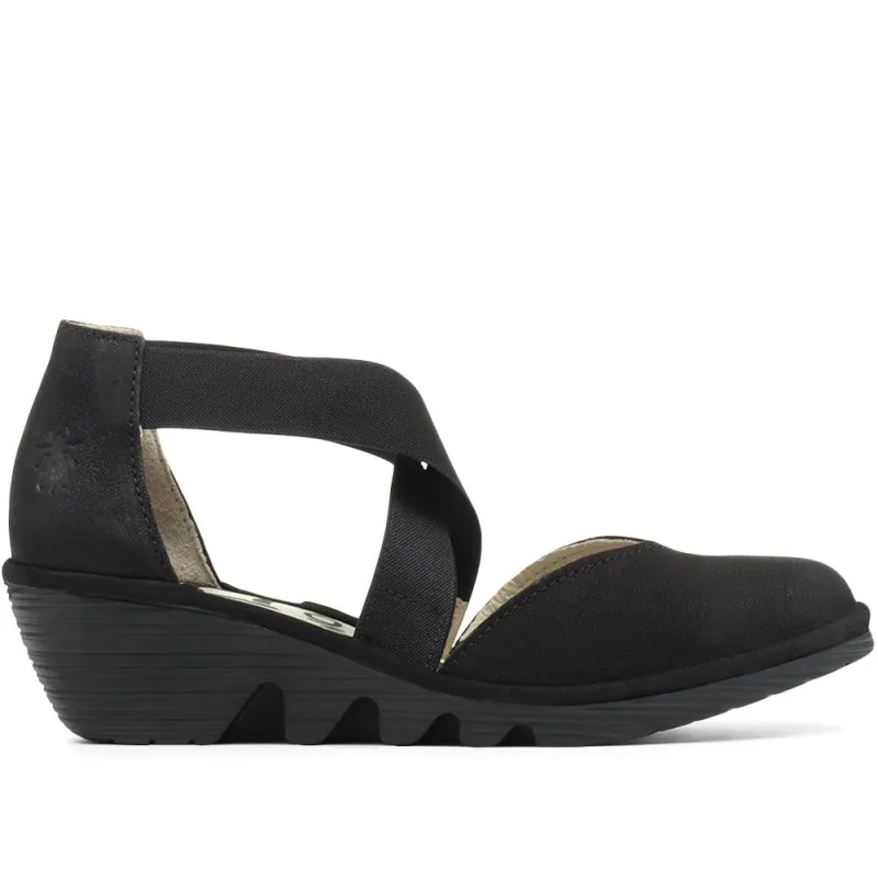 Cupido Leather Stretch-Fit Sandal - FLYLO31502 / 317 623 - Black made by Fly London